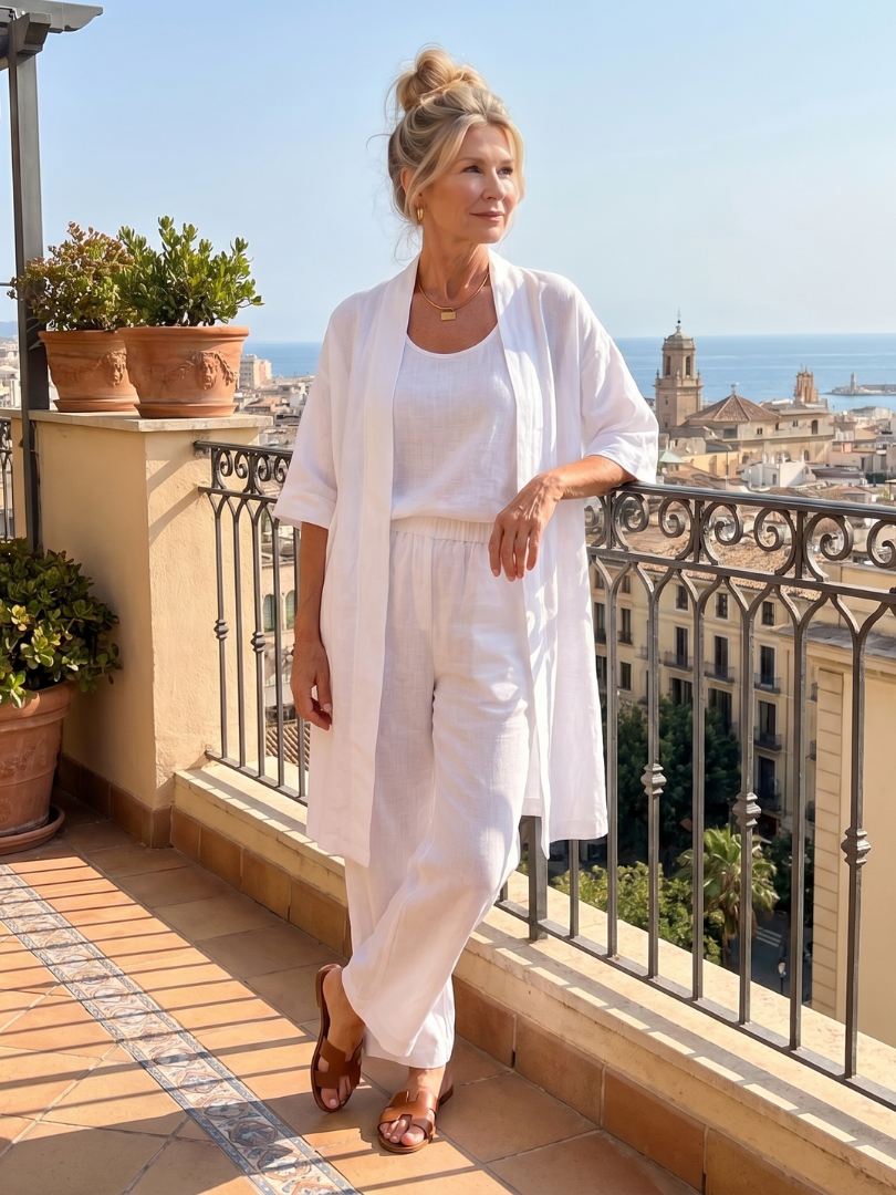 Effortless Three-Piece Pants Set for Women Dusty Wide Leg
