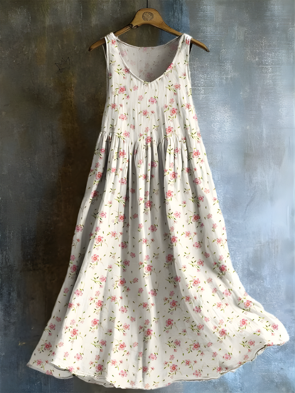 Effortless Maxi Dress for Women Tiered Floral-Print Sleeveless