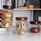 Bela Glass Jar Set | Wooden Lids, Hermetic Silicone Closure