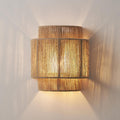 Curved 1-Light Wall Sconce Lamp with Traditional Japanese Rope Weaving for Living Room