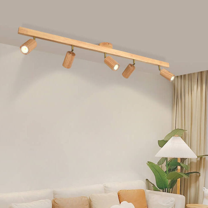 Japanese Wooden LED Semi-Flush Mount Ceiling Light |2 Light