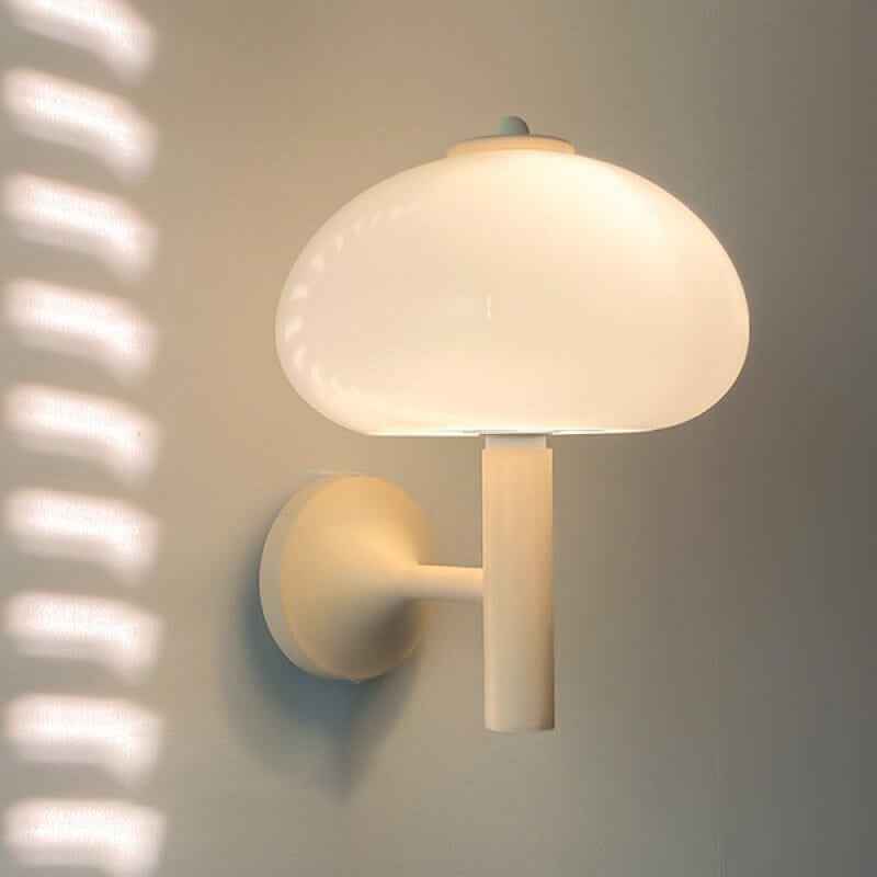 Nordic Vintage White Glass Dome Mushroom Wall Sconce Lamp with Single Light