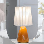 Vintage Nordic Pleated Shade Table Lamp with Glass Base - 1 Light