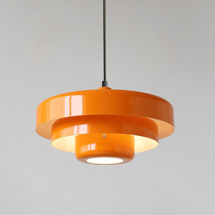 Vintage Nordic Multi-Layer Round Metal Pendant Light with Single Bulb