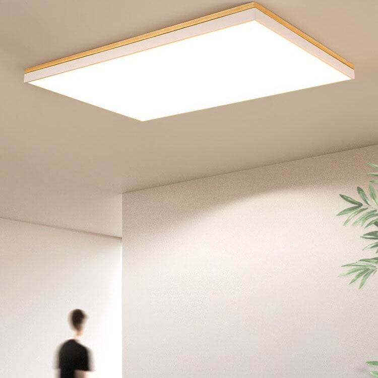 Contemporary Minimalist Solid Wood and Acrylic Square LED Flush Mount Ceiling Light for Living Room