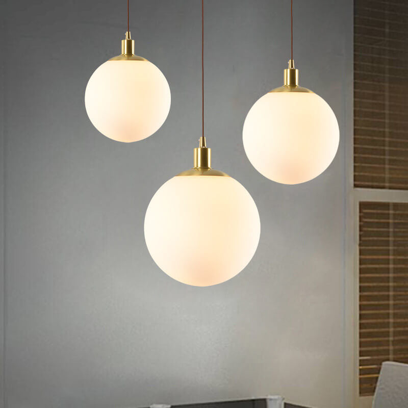 Scandinavian Minimalist White Orb Single Pendant Light