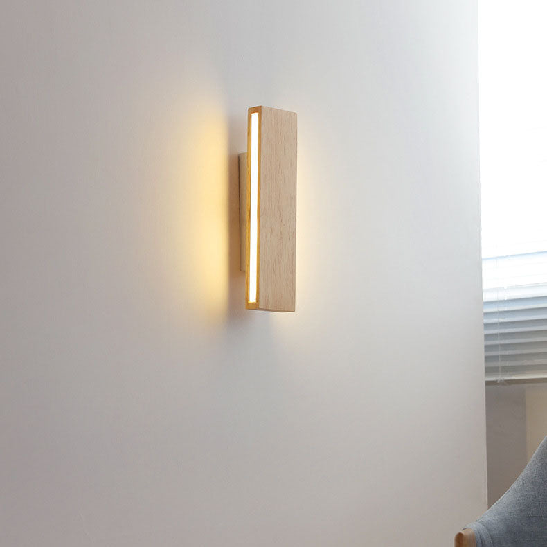 Minimalist Japanese Rectangular Log LED Wall Sconce Lamp with Rotatable Design