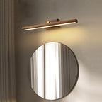 Nordic Minimalist Beechwood and Copper Cylinder LED Wall Sconce for Bathroom and Living Room