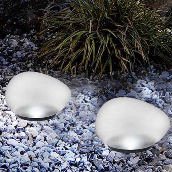 LED Outdoor Landscape Light - Solar Pebble with Sandblasted Glass Design