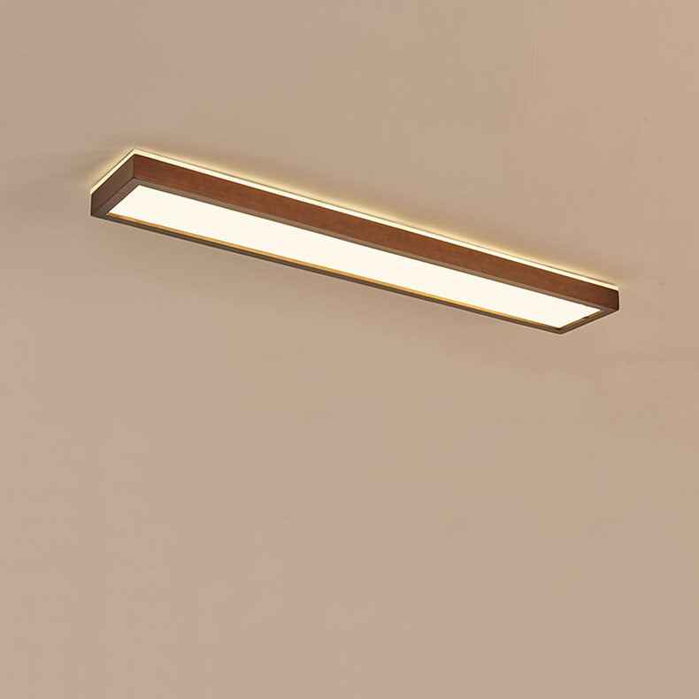 Walnut LED Flush Mount Ceiling Light in Japanese Minimalist Log Design
