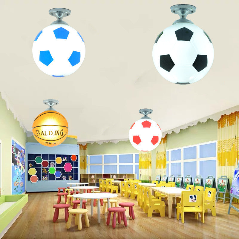 Artistic Basketball and Soccer 1-Light Semi-Flush Mount Ceiling Fixture