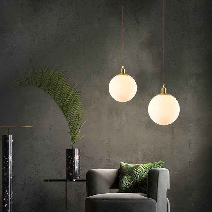 Scandinavian Minimalist White Orb Single Pendant Light