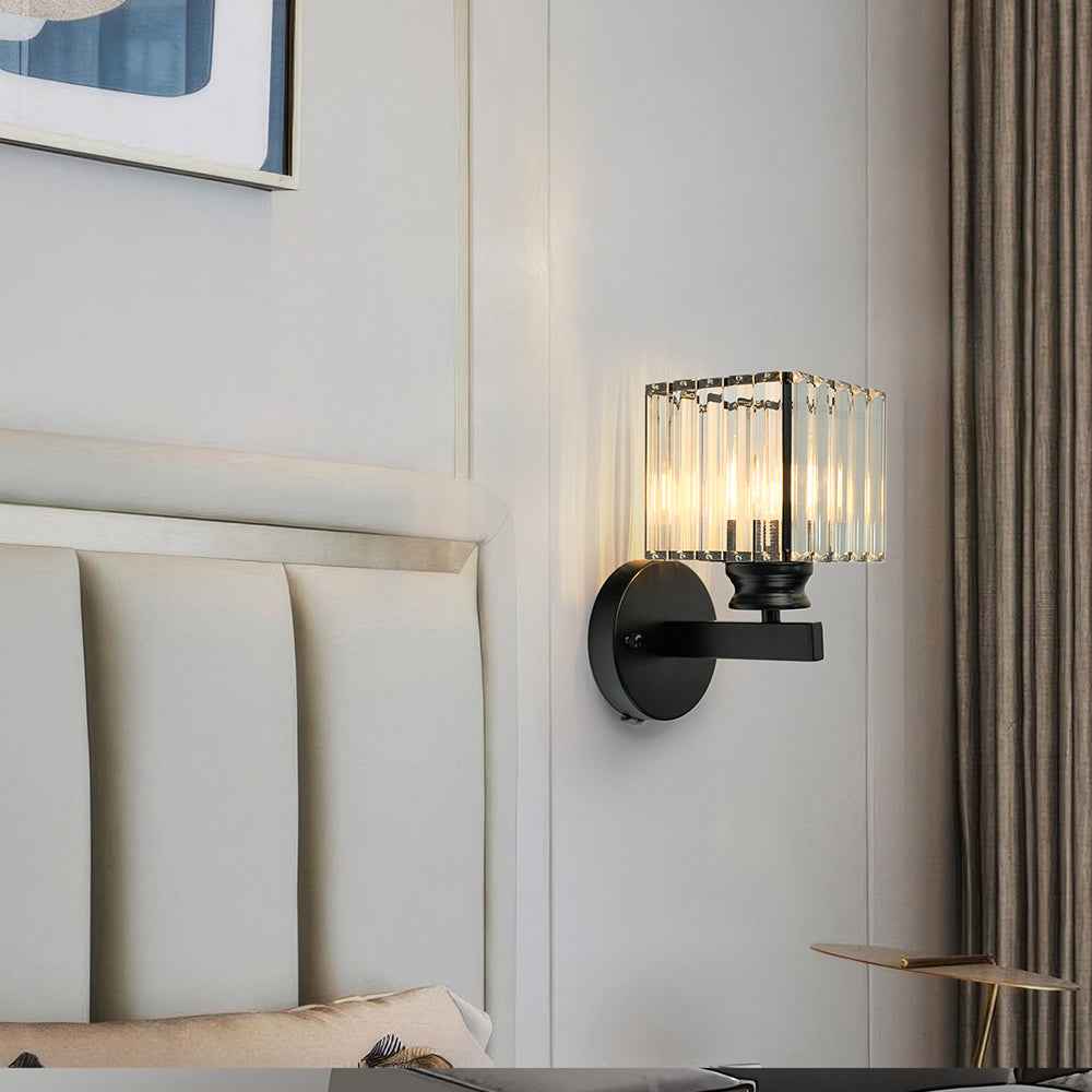 Bela Crystal Wall Light | Modern Iron Sconce, Dimmable E27 Bulb
