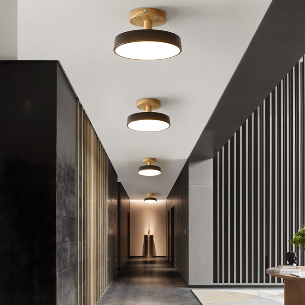 Bela LED Plafondlamp | Hout, Compact Ontwerp 18cm