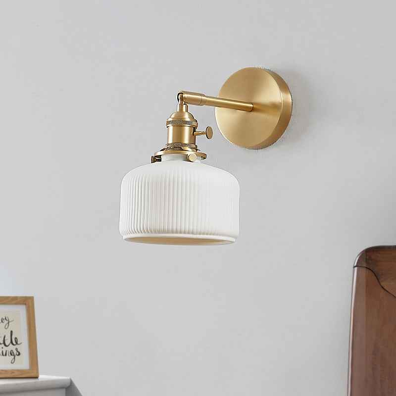 Contemporary Minimalist Striped Ceramic Wall Sconce Lamp with 1 Light