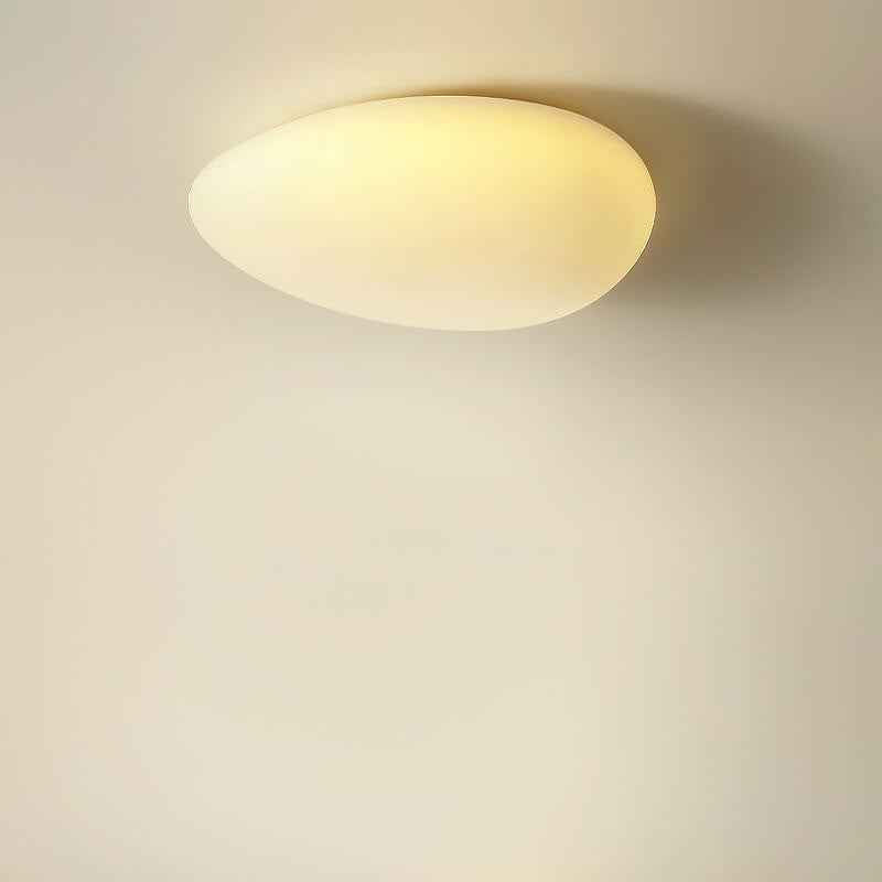Nordic Minimalist Cobblestone LED Flush Mount Ceiling Light with Lampshade
