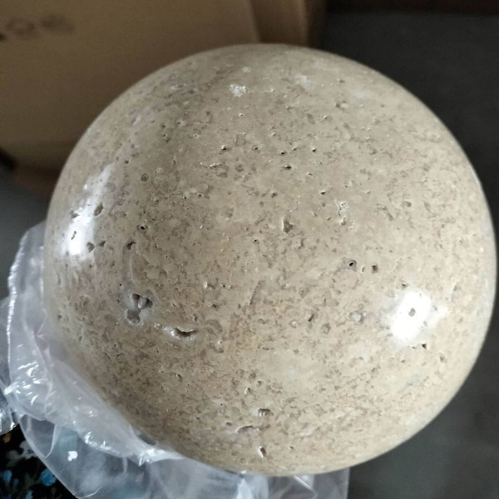 Minimalist Japanese Round Yellow Travertine Wabi-Sabi LED Wall Sconce