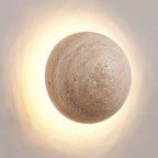 Minimalist Japanese Round Yellow Travertine Wabi-Sabi LED Wall Sconce