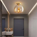 Navi Glass Ball Ceiling Light | Semi-Flush Mount, Smoke Grey or Amber