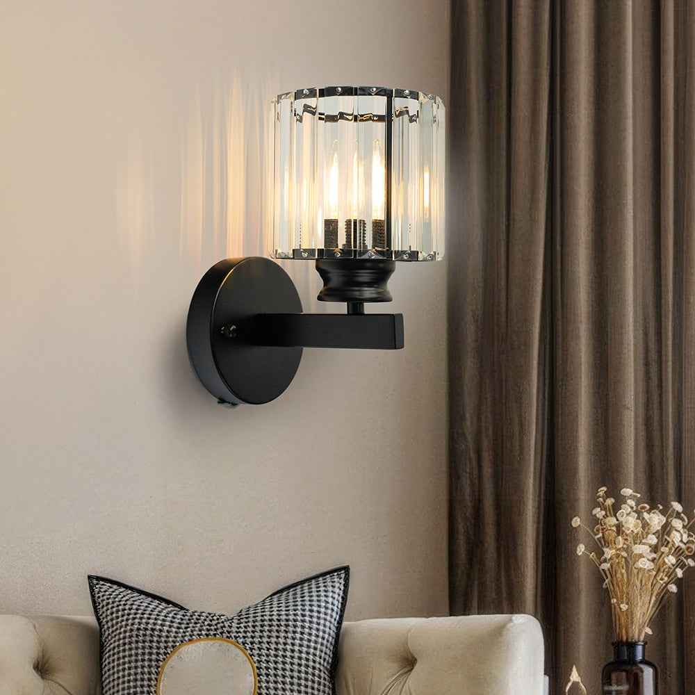 Bela Crystal Wall Light | Modern Iron Sconce, Dimmable E27 Bulb