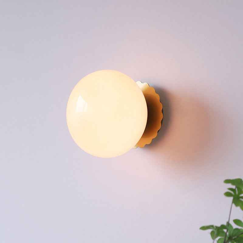 Contemporary Vintage Minimalist Round Iron and Glass 1-Light Wall Sconce