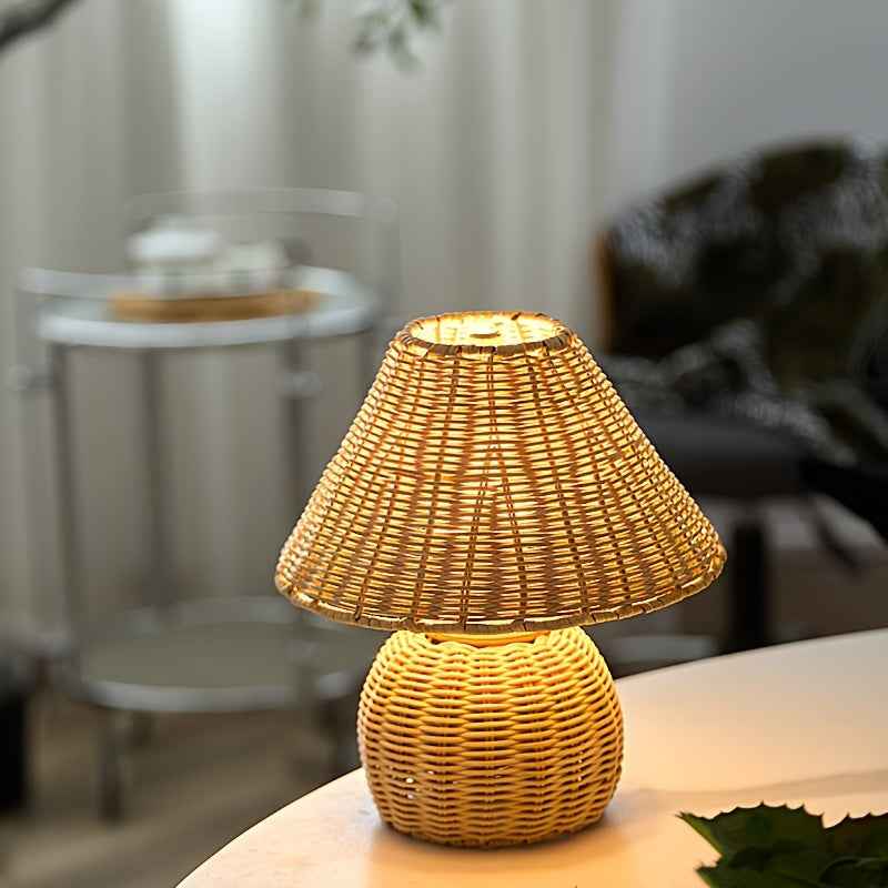 Bela Desk Lamp | Handwoven Bamboo, USB-Powered Ambient Light