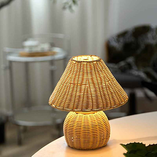 Bela Desk Lamp | Handwoven Bamboo, USB-Powered Ambient Light