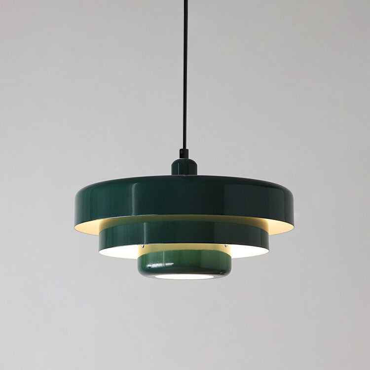 Vintage Nordic Multi-Layer Round Metal Pendant Light with Single Bulb