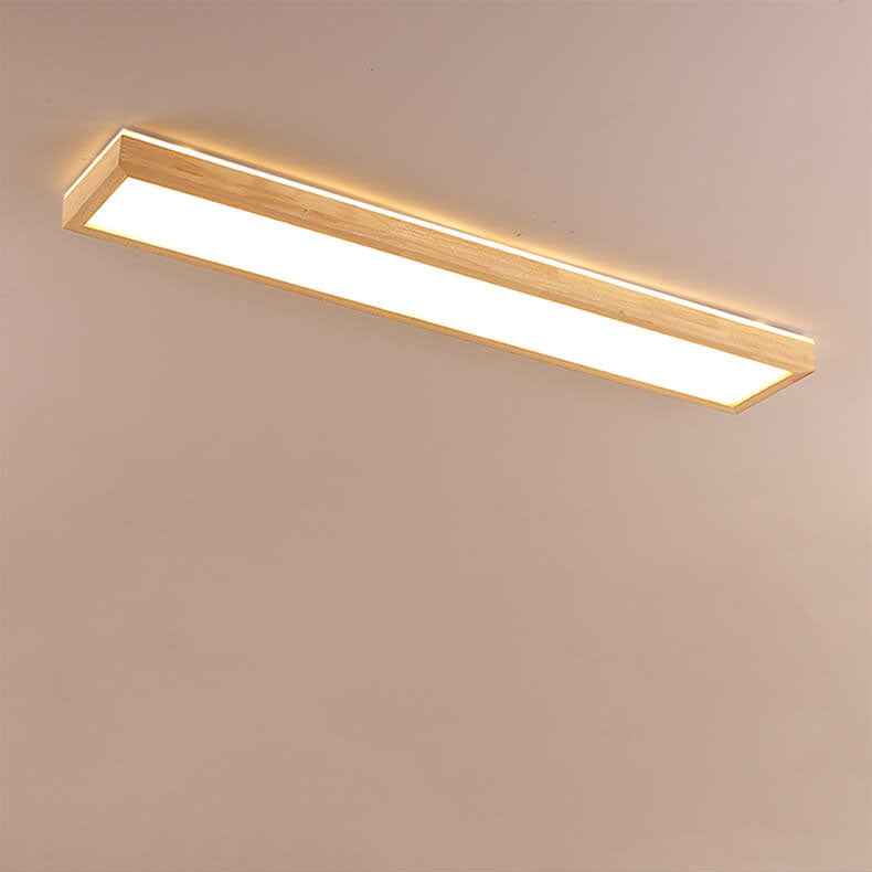 Walnut LED Flush Mount Ceiling Light in Japanese Minimalist Log Design
