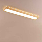 Walnut LED Flush Mount Ceiling Light in Japanese Minimalist Log Design