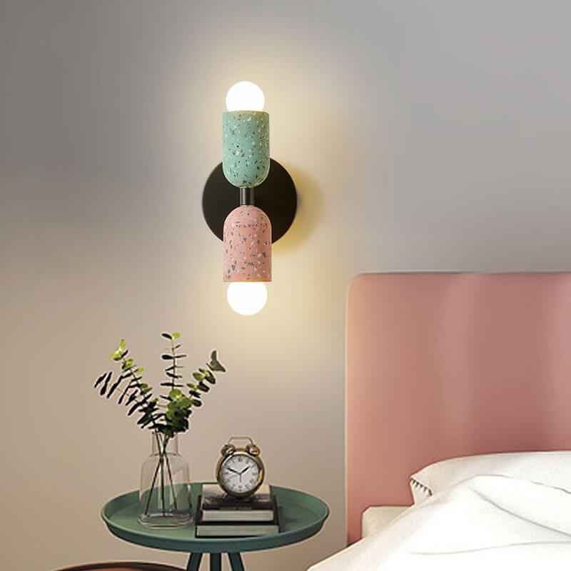 Contemporary Wabi-Sabi Iron and Cement 2-Light Wall Sconce