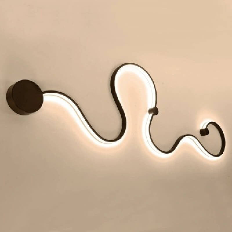 Contemporary Curved LED Wall Sconce Lamp in Long Aluminum Snake Design