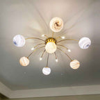 Modern Nordic 13-Light Semi-Flush Mount Ceiling Light with Iron and Glass Earth Planet Design for Kids' Bedroom
