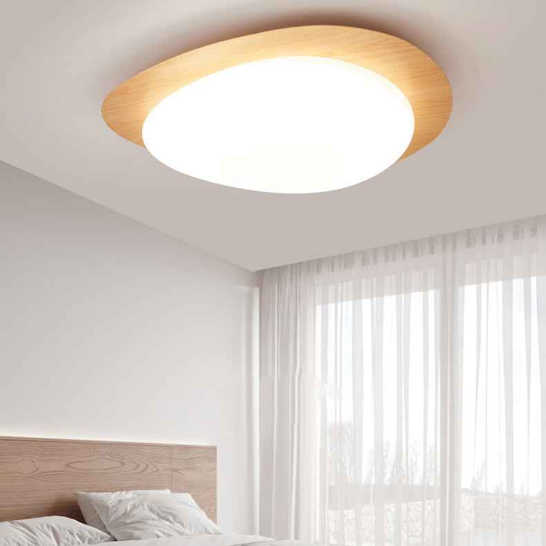 Modern Scandinavian Pebble-Shaped Iron and Acrylic LED Flush Mount Ceiling Light for Bedrooms