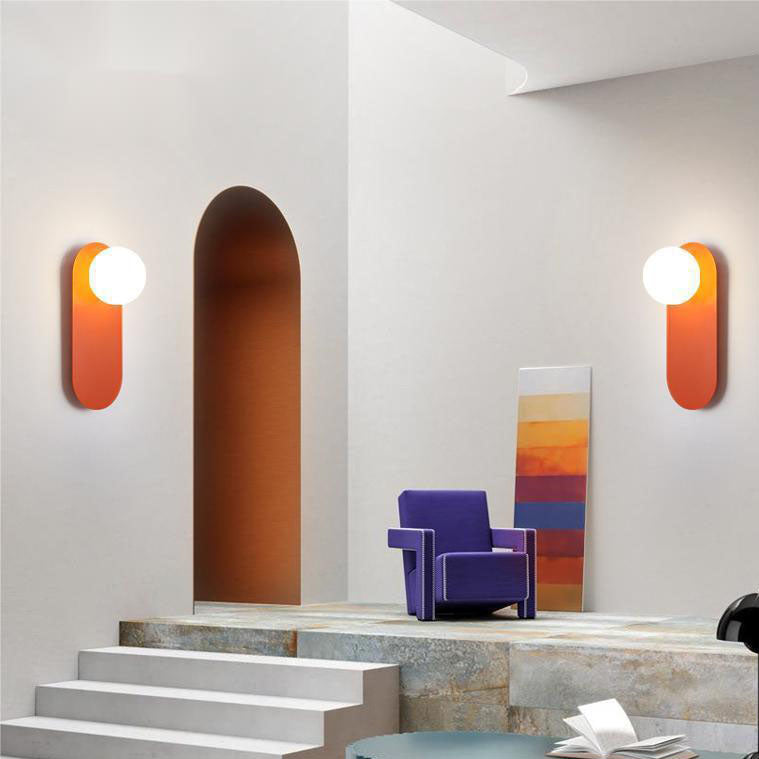Nordic Minimalist Glass Orange Ring 1-Light Wall Sconce