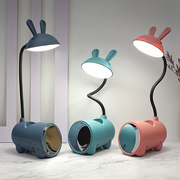 Creative Cartoon Rabbit LED Desk Lamp with Touch Control and USB Pen Holder
