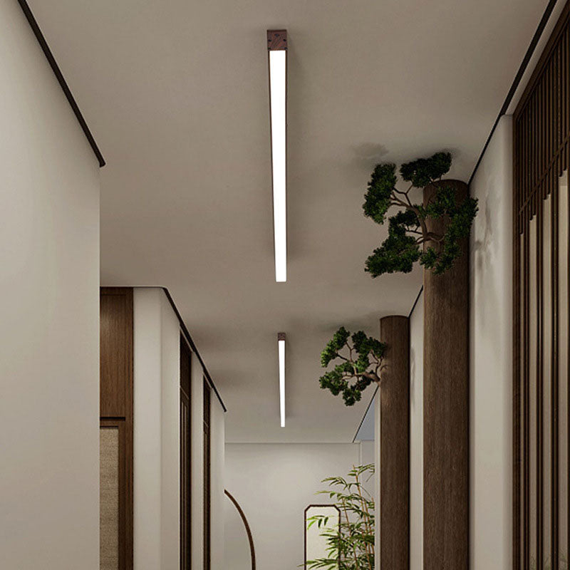 Contemporary Wood Grain Aluminum LED Flush Mount Ceiling Light