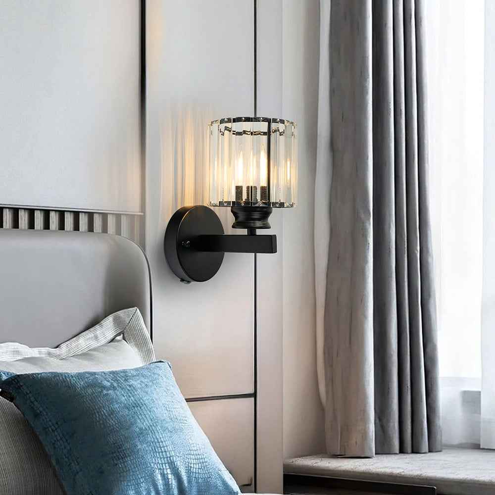 Bela Crystal Wall Light | Modern Iron Sconce, Dimmable E27 Bulb