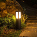 Contemporary Solar-Powered Square Column Outdoor Pathway Light - Waterproof Design