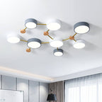 Scandinavian Minimalist Solid Wood and Iron LED Flush Mount Light
