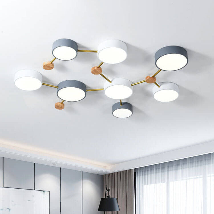 Scandinavian Minimalist Solid Wood and Iron LED Flush Mount Light