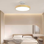 Japanese Wabi-Sabi Minimalist Round Wood Grain LED Semi-Flush Mount Light