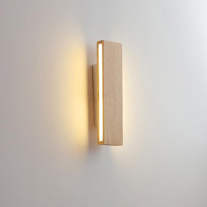 Minimalist Japanese Rectangular Log LED Wall Sconce Lamp with Rotatable Design