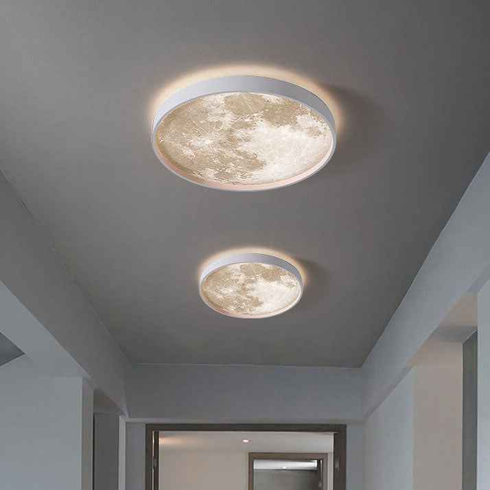 Nordic-Inspired Round LED Flush Mount Ceiling Light with Moon Design
