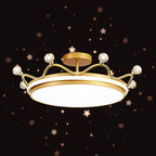 Modern Kids' Crown Design Iron Acrylic LED Semi-Flush Ceiling Light for Bedroom