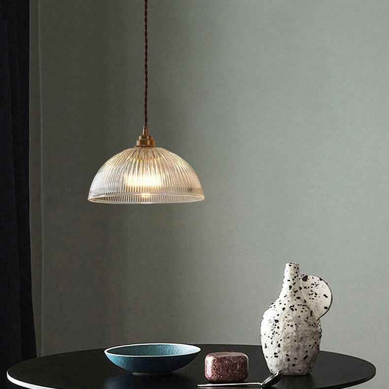 Contemporary Clear Glass Dome Pendant Light with Single Bulb