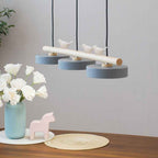 Nordic-Inspired Round Resin Bird LED Chandelier with Wooden Linear Design