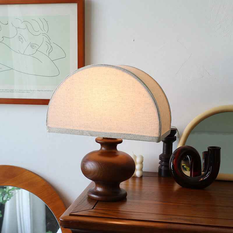 Vintage Solid Wood Table Lamp with Wabi-Sabi Design - Japanese Style, 1-Light