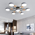 Modern Scandinavian Round LED Semi-Flush Mount Ceiling Light with Molecule Branch Design for Living Room
