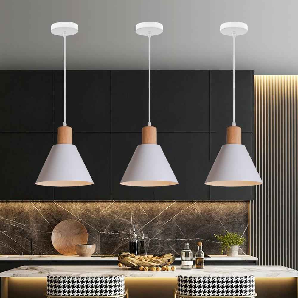 Nordic Vintage Iron Cone Pendant Light with Wooden Top - 1-Light Design